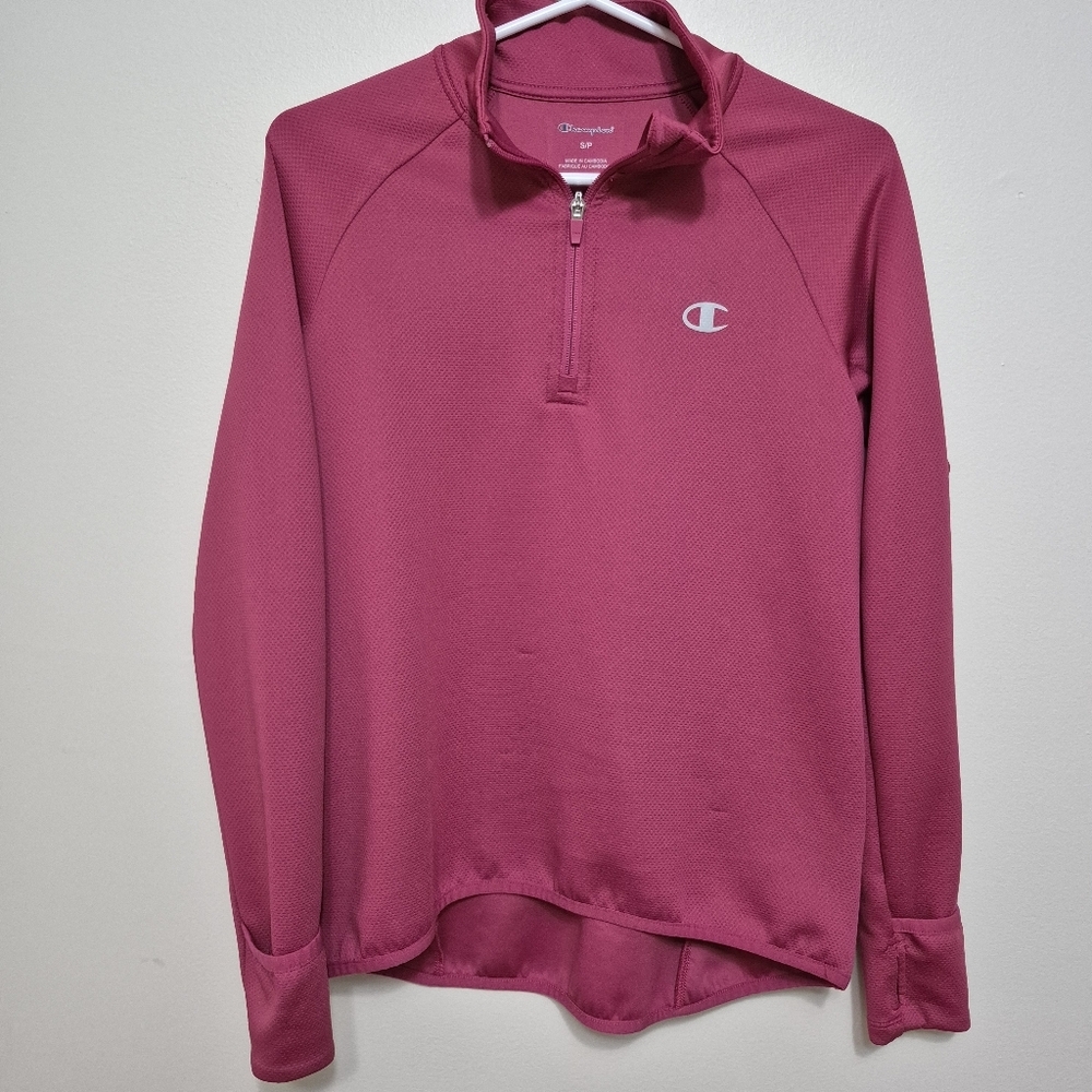 Champion Women’s Rose Pink Quarter Zip Athletic Pullover – Size S
